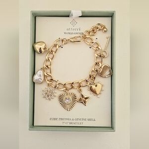 Atteri Cubic Zirconia Shell Charm Bracelet